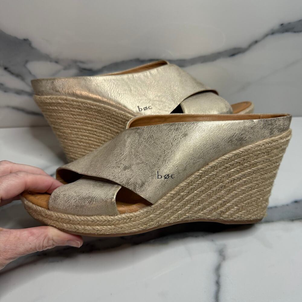 BOC Women's Metallic Braylin Espadrille Wedge Sandals Sz 10 Summer Boho Festival - Picture 7 of 8